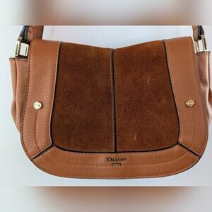 Dune London Leather Suede City Girl Equestrian Vibe Bag Brown